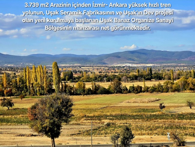 Uşak Banaz Merkeze Çok Yakın Ana Yol Üstünde 3.739 m2 Yatırımlık Arazi. Açıklamayı Okuyarak Arayınız