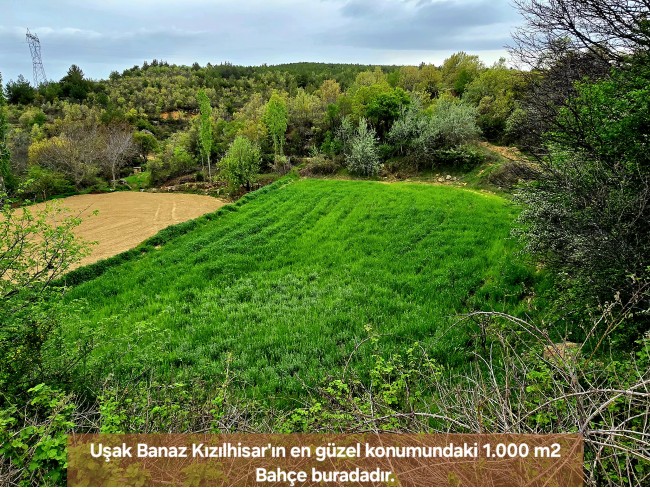 Uşak Banaz Kızılhisar'da Köy ve Doğa Manzaralı 1.000 m2 Çok Güzel Bahçe. Açıklamayı Okuyunuz