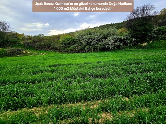 Uşak Banaz Kızılhisar'da Köy ve Doğa Manzaralı 1.000 m2 Çok Güzel Bahçe. Açıklamayı Okuyunuz