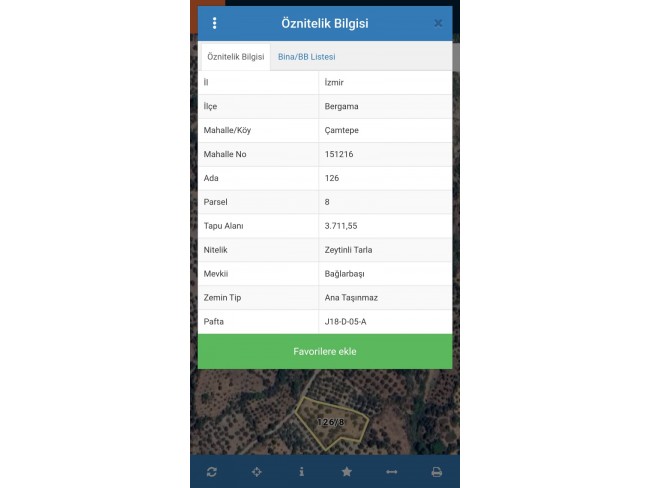 İzmir Bergama Çamtepe'de 3.711 m2 Kadastro Yollu Zeytinli Tarla. İlan Açıklamasını Okuyarak Arayınız
